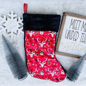 Floral Deer Minky Stocking